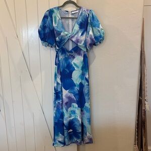 Vibrant Blue and Purple Floral Maxi Dress